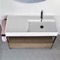 Console Sink Vanity With Ceramic Sink and Natural Brown Oak Drawer, 43